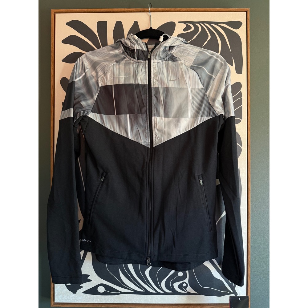 NWT Nike Running Dri-FIT Jacket Womens Small Black Gray Colorblock Windbreaker S